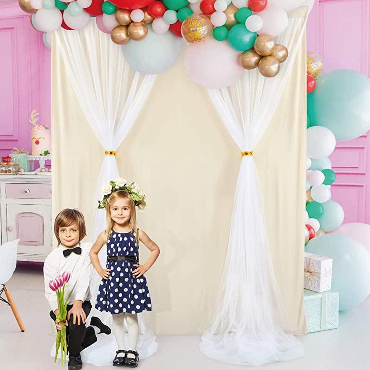 Alt view image 3 of 7 - Tulle Backdrop Curtains for Baby Shower Party Wedding Photo Drape Backdrop for Photography Props Engagement Bridal Shower 5 ft X 7 ft