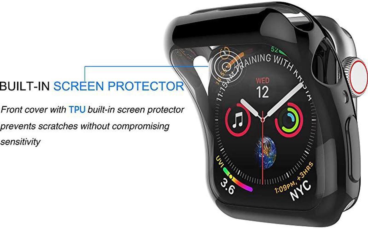 Alt view image 3 of 7 - Compatible for Apple Watch Series 3 Series 2 38mm Case 4Pack with Builtin TPU Screen Protector Full Body Protective Ultra Thin Bumper Flexible Lightweight Cover for Apple iWatch 3