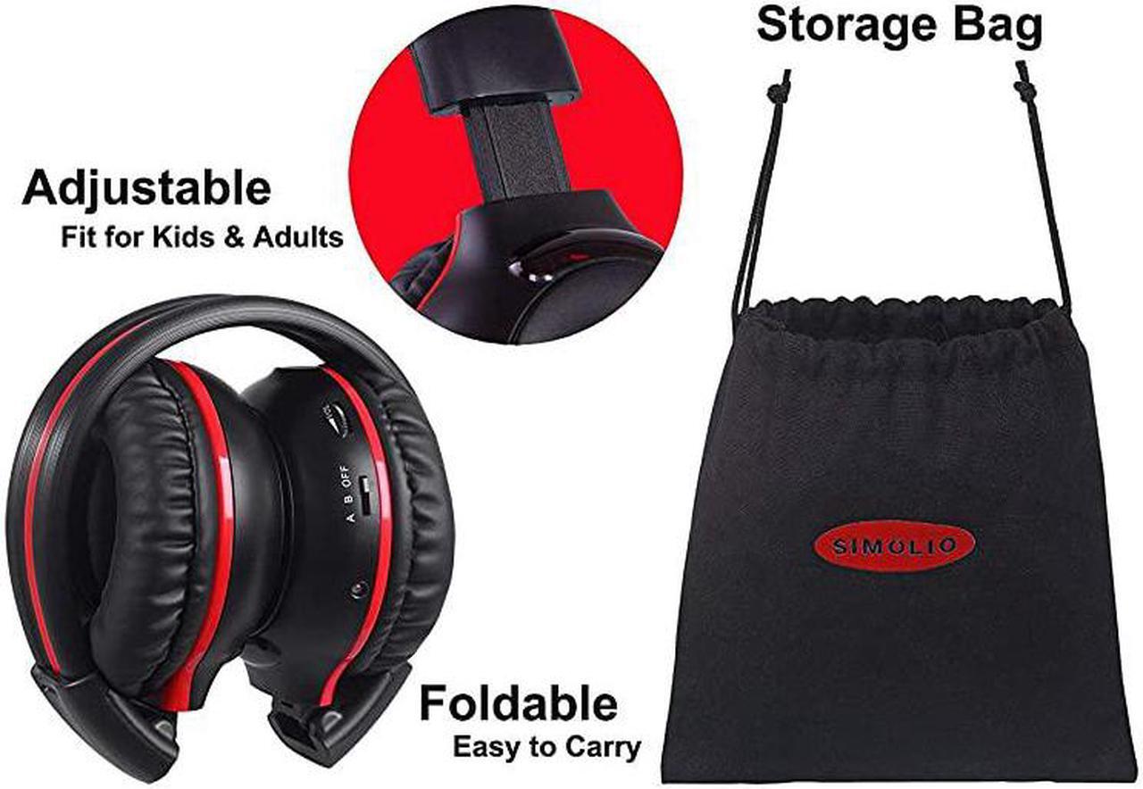 Alt view image 3 of 7 - IR Wireless Headphones for Car DVDTV with Storage Bag 2 Channel Car Headphones for Kids with 35mm Aux Cord Automotive IR Headphones Car DVD Infrared Headphone Foldable and Durable