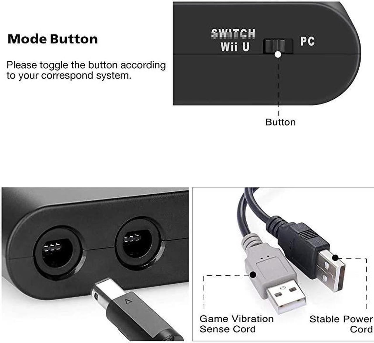 Alt view image 6 of 7 - Controller Adapter for Gamecube Compatible with Nintendo Switch Super Smash Bros Switch Gamecube Adapter for WII U PC 4 Port Black W046