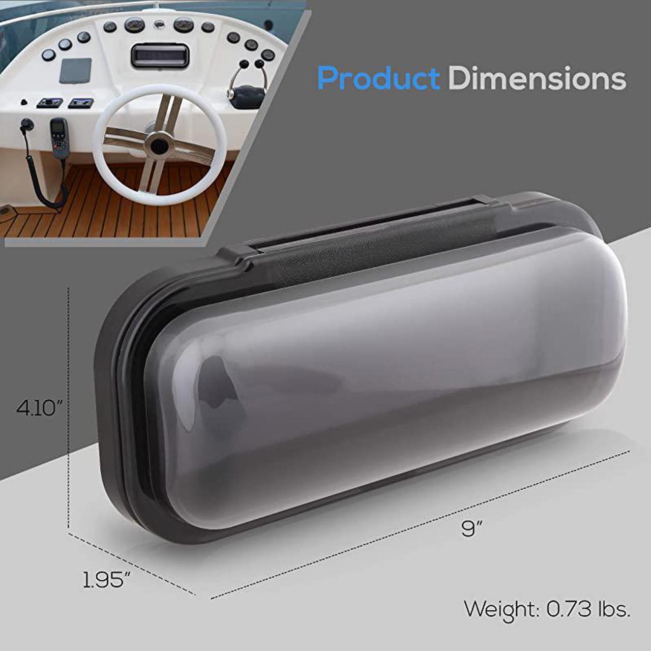 Alt view image 3 of 7 - Water Resistant Marine Stereo Cover Smoke Colored Heavy Duty Boat Radio Protector Shield with Flipup Door Spring Loaded Release Mounting Gasket Included  PLMRCB1