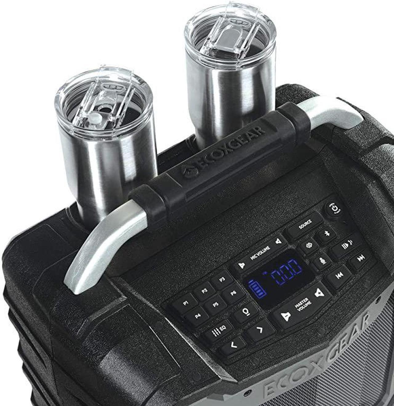 Alt view image 5 of 7 - EcoTrek GDIEXTRK210 Rugged Waterproof Floating Portable Bluetooth Wireless 100 Watt Stereo Smart Speaker and PA System Gray