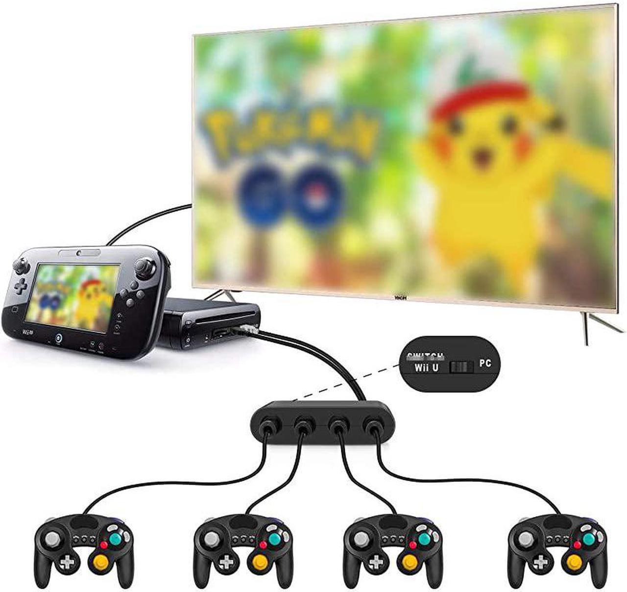 Alt view image 4 of 7 - Controller Adapter for Gamecube Compatible with Nintendo Switch Super Smash Bros Switch Gamecube Adapter for WII U PC 4 Port Black W046