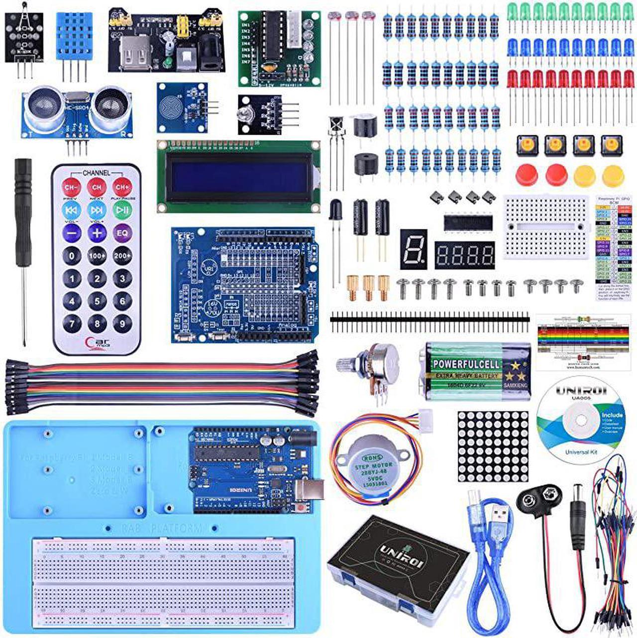 Ultimate Starter Kit Compatible with Arduino IDE 328P Control Board 260 Pages Detailed Tutorial 217 Items 51 Projects Breadboard with Arduino IDE Starter Kit