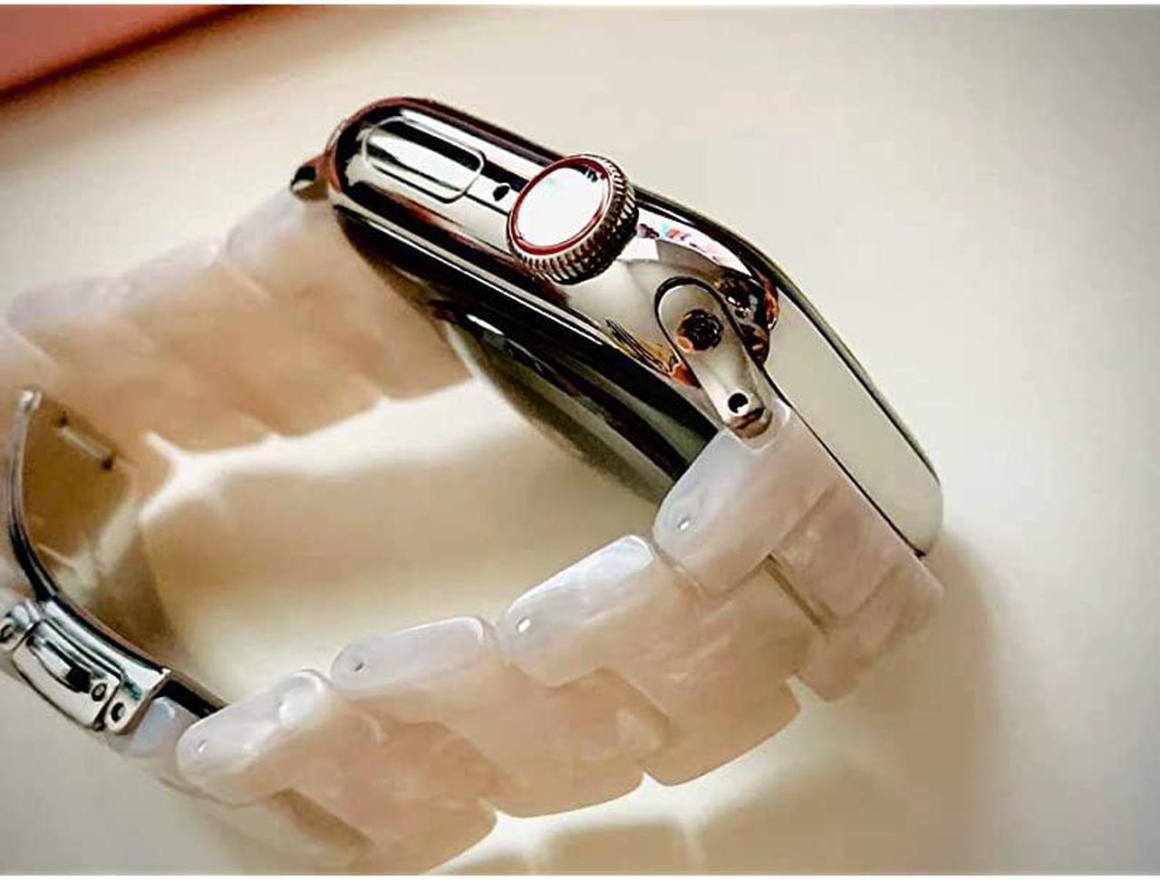 Alt view image 3 of 7 - Resin Strap Compatible with Apple Watch Band 38mm 40mm 42mm 44mm Series1 Series2 Series3 Series4 Series5,Ladies and Men Fashion Resin Watch Strap,iWatch Replacement Wristband