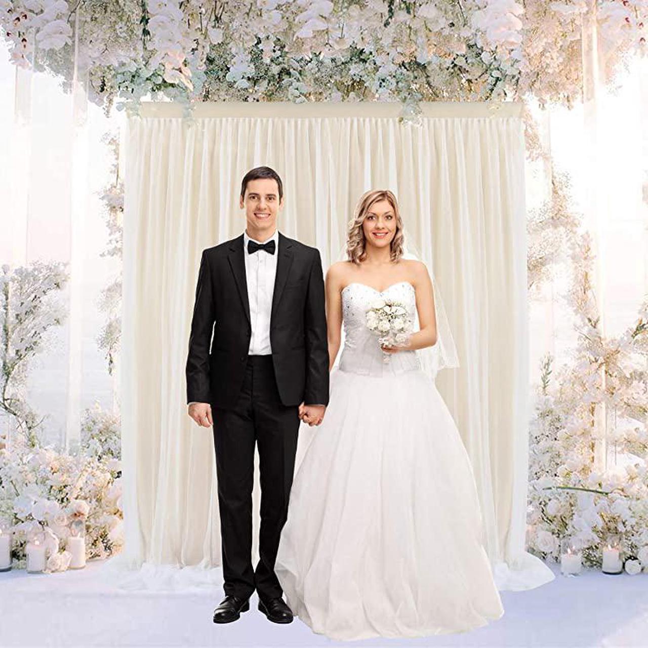 Alt view image 5 of 7 - Tulle Backdrop Curtains for Baby Shower Party Wedding Photo Drape Backdrop for Photography Props Engagement Bridal Shower 5 ft X 7 ft