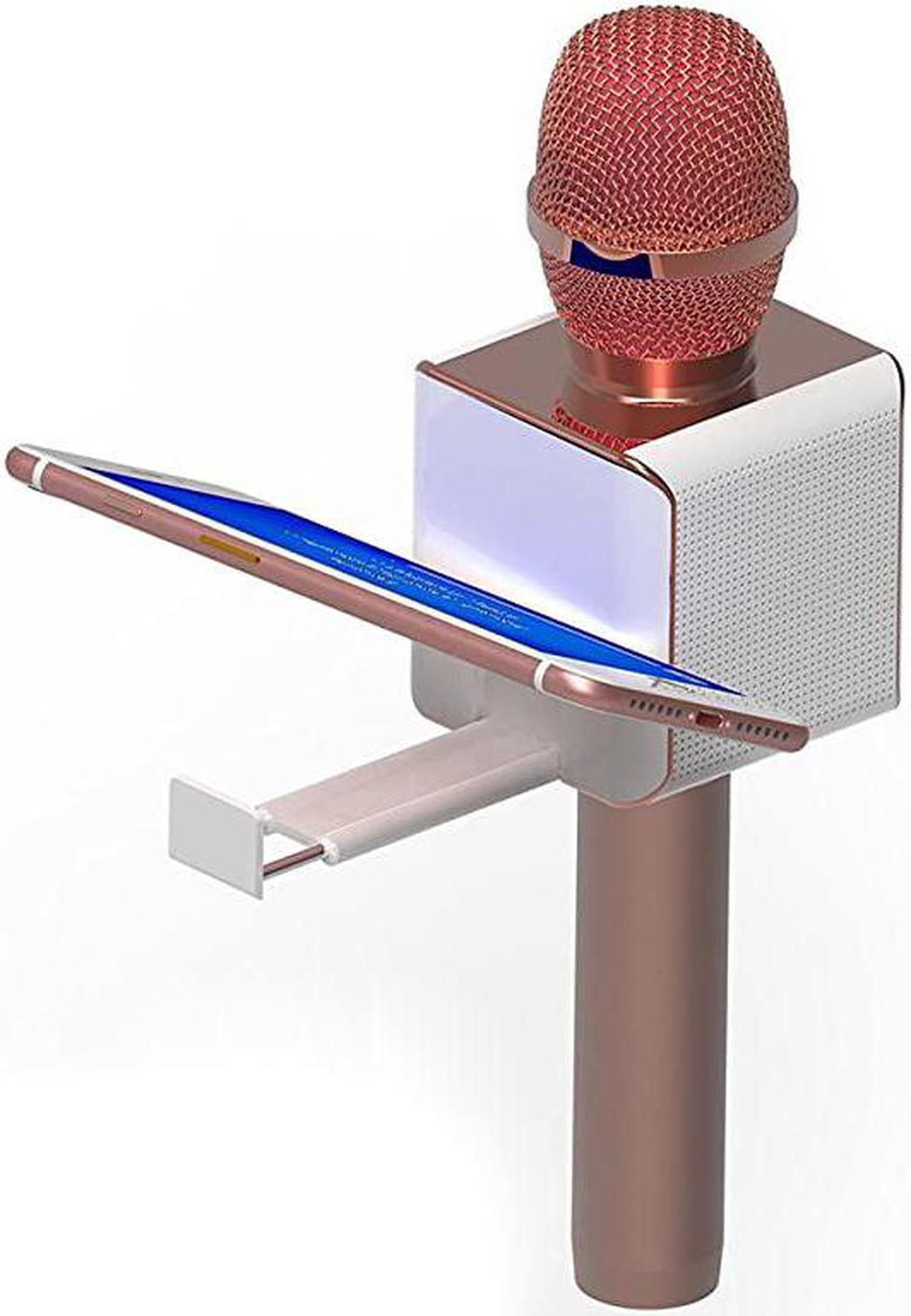 Alt view image 2 of 6 - PopSolo by  Professional Bluetooth Karaoke Microphone and Voice Mixer with Smartphone Holder Great for Kids and Parties Rose Gold