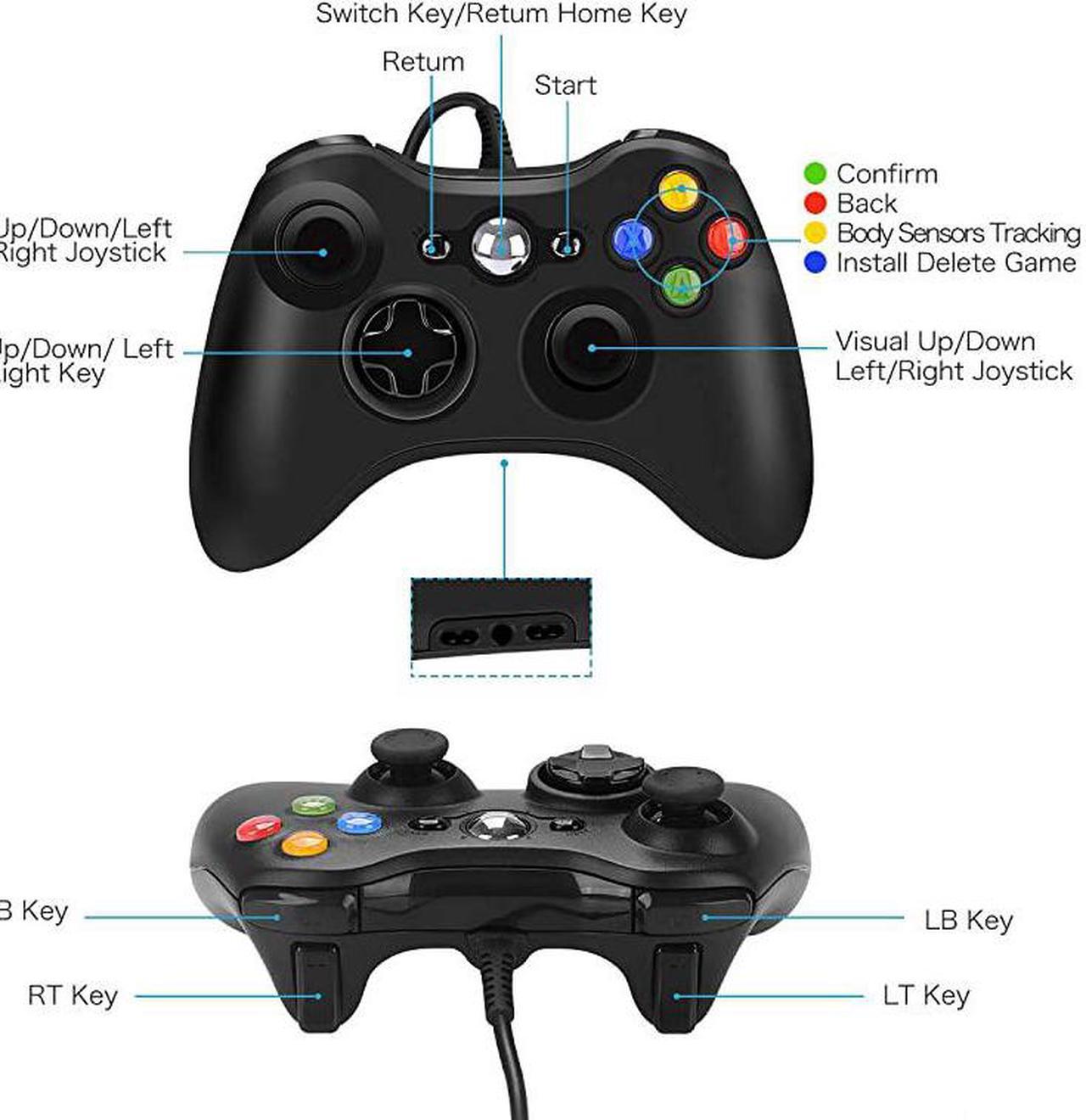 Alt view image 2 of 7 - Wired Controller for Xbox 360,  Game Controller for Xbox 360 with Dual-Vibration Turbo for Microsoft Xbox 360/360 Slim and PC Windows 7,8,10