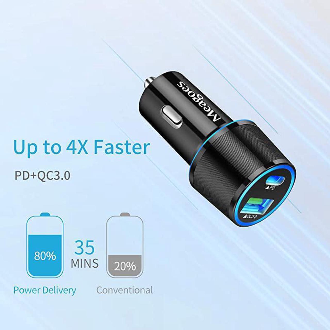 Alt view image 2 of 7 - USB C Car Charger 36W 2Port Fast Charging Adapter with PDQC30 Compatible for Samsung Galaxy S20 PlusUltraS20S10S9Note 2010 iPad Pro Google Pixel iPhone 11ProMax 3ft Type C Cord