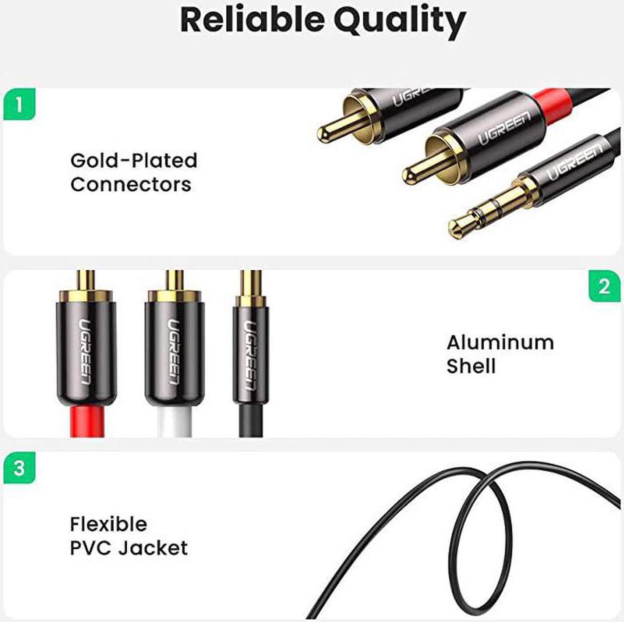 Alt view image 6 of 7 - 3.5mm to 2RCA Audio Auxiliary Adapter Stereo Splitter Cable AUX RCA Y Cord for Smartphone Speakers Tablet HDTV MP3 Player 3FT