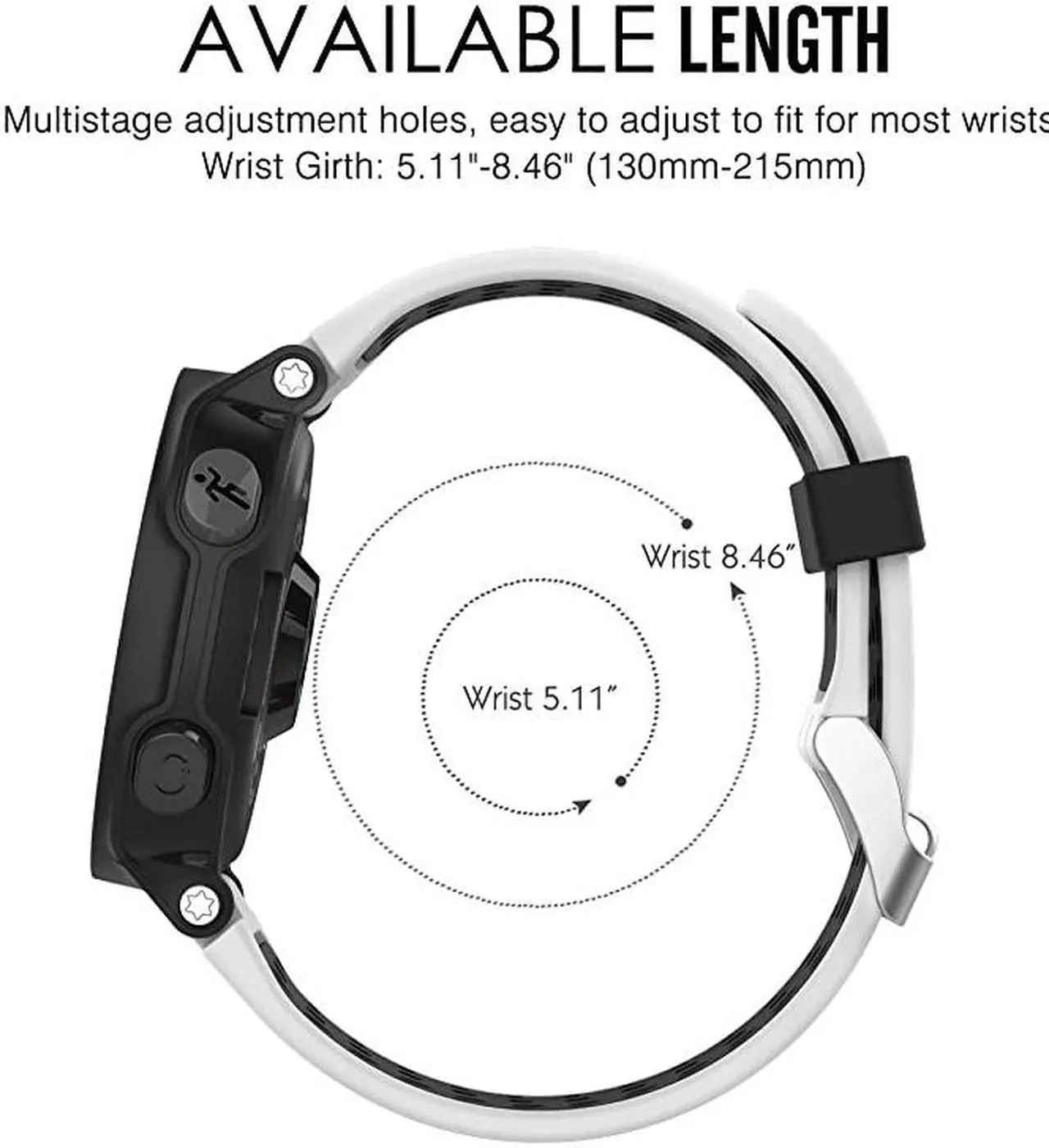 Alt view image 5 of 7 - Watch Band Compatible with Garmin Forerunner 235 Soft Silicone Replacement Watch Band for Garmin Forerunner 235235 Lite220230620630735XT White Black