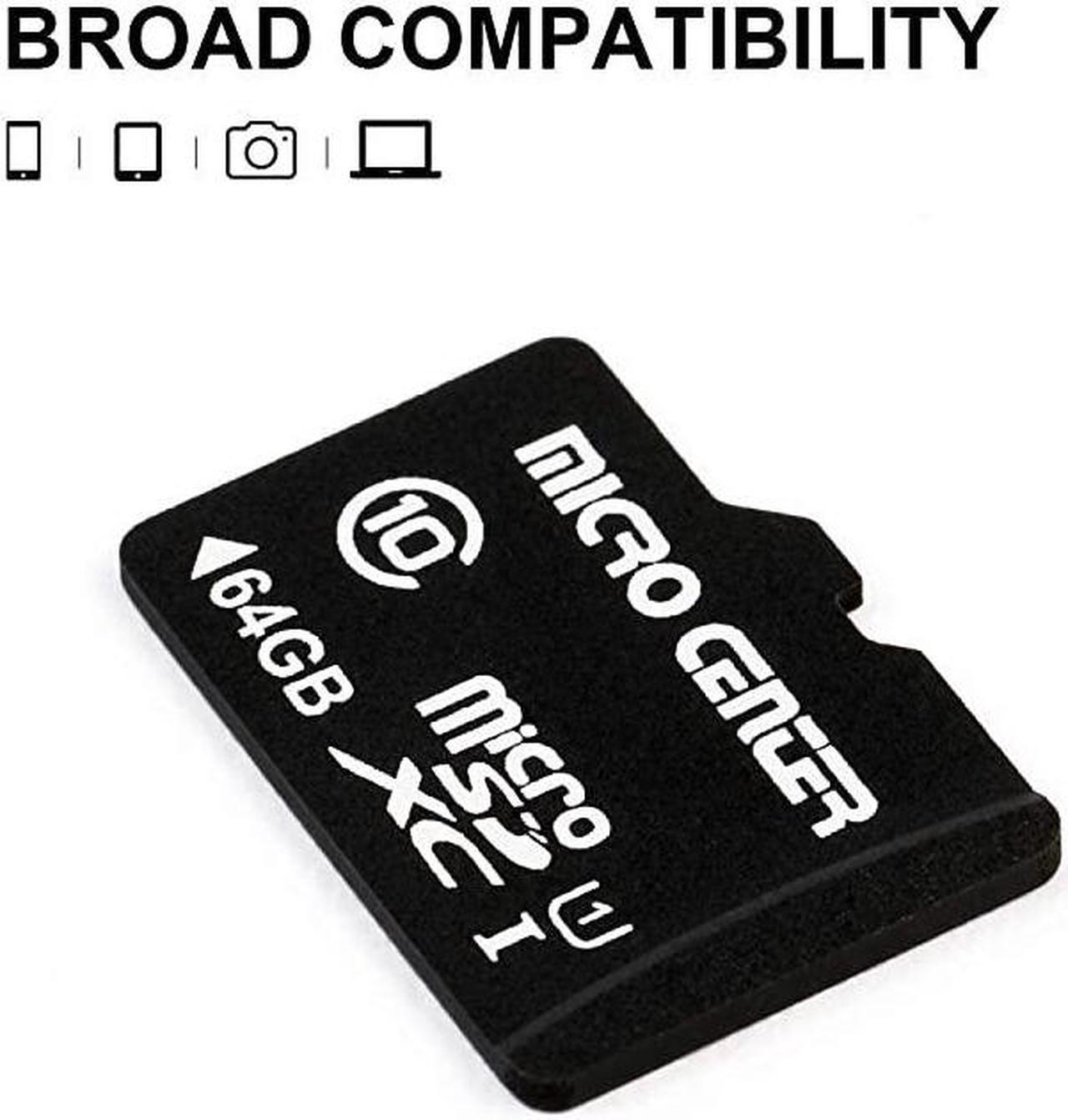 Alt view image 4 of 7 - Center 64GB Class 10 SDXC Flash Memory Card with Adapter for Mobile Device Storage Phone, Tablet, Drone & Full HD Video Recording - 80MB/s UHS-I, C10, U1 (5 Pack)