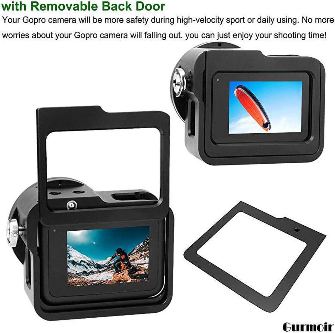 Alt view image 3 of 7 - Back Door Case Aluminum Alloy Frame Housing for Gopro Hero 8 Black Action Camera Wire Connectable Protective Metal Side Open Shell with 52mm UV Filter for Gopro Hero 8