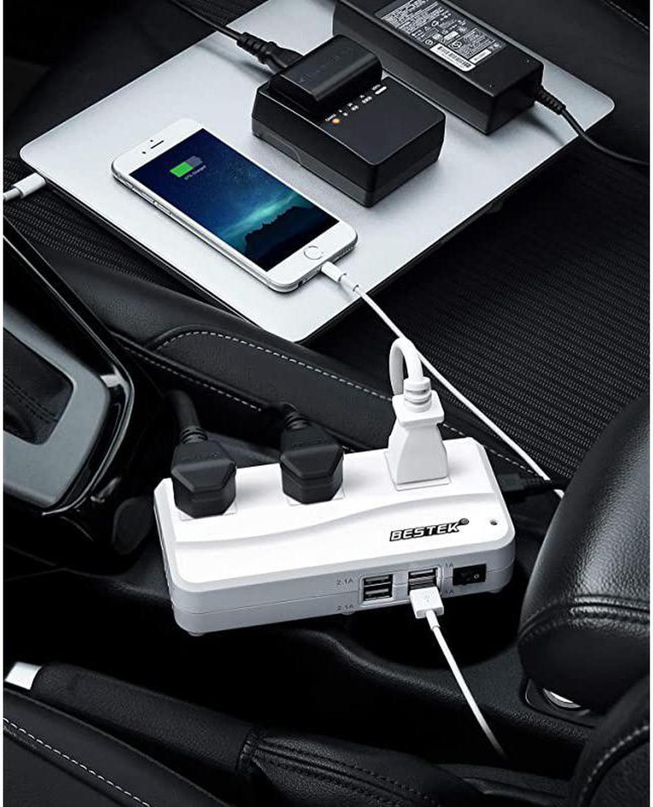 Alt view image 5 of 7 - 200W Power Inverter DC 12V to 110V AC Inverter with 42A 4Port USB Car Adapter Black