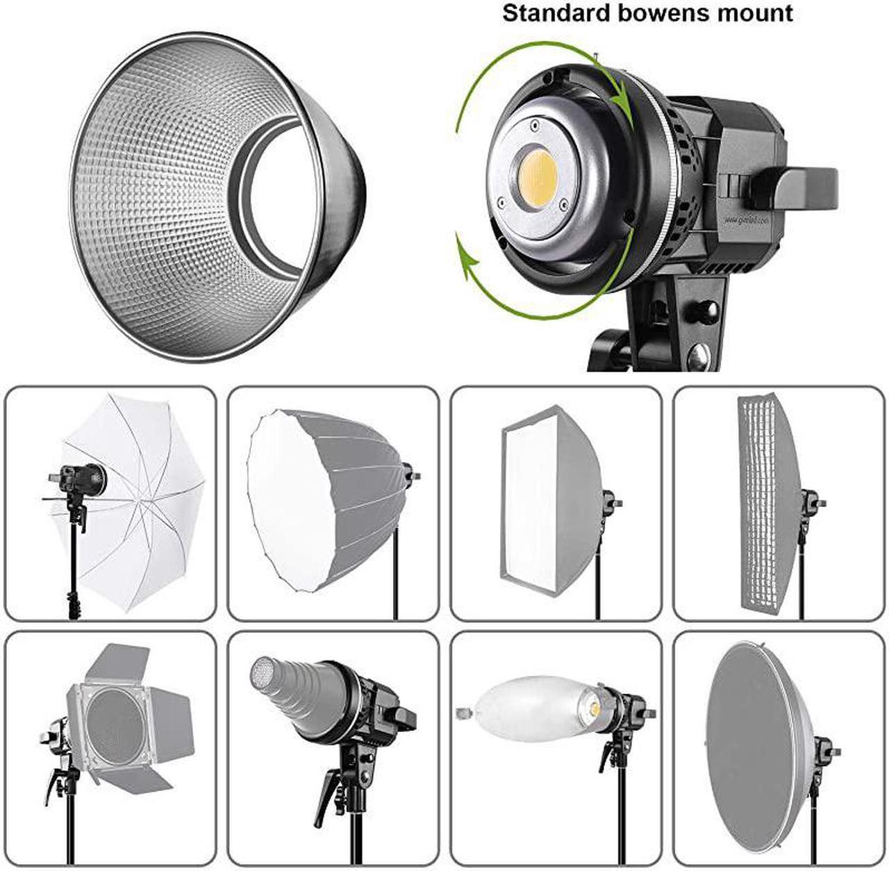 Alt view image 5 of 7 - 80W CRI97+ 5600K Dimmable LED Video Lights with Bowens Mount Kit Continuous Output Lighting Spotlight for YouTube Vlog Studio Children Wedding Photography Shooting Light with Reflector