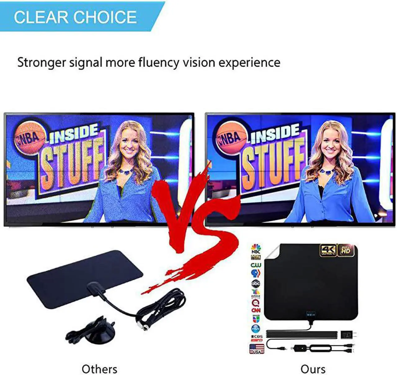 Alt view image 6 of 7 - 2020 Amplified HD Digital TV Antenna Long 200 Miles Range Powerful HDTV Amplifier Signal Booster165ft Coax Cable AC Adapter