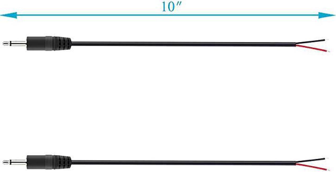 Alt view image 4 of 4 - 2 Pack) Replacement 2.5mm Male Plug to Bare Wire Open End TS 2 Pole Mono 2.5mm Plug Jack Connector Audio Cable Repair