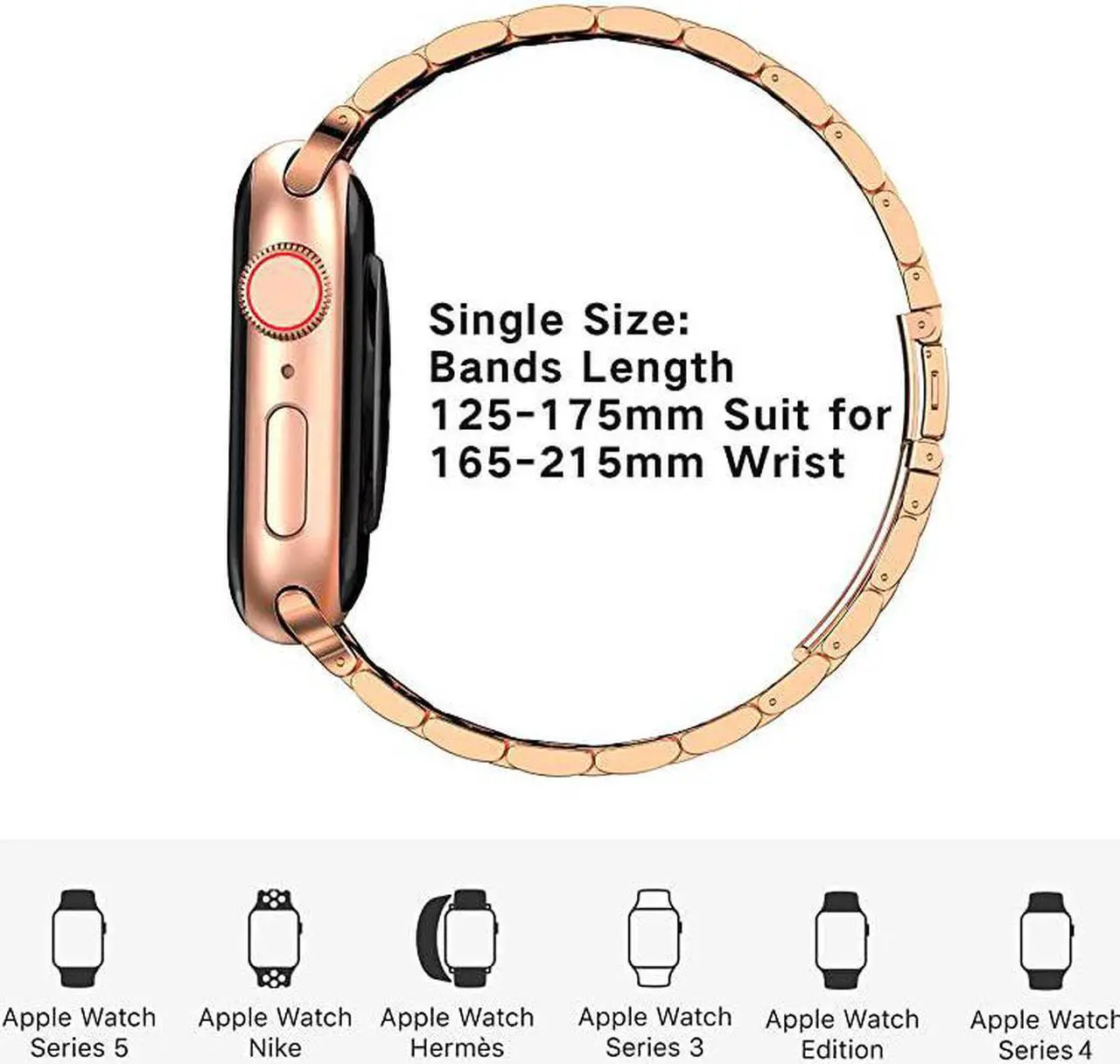 Alt view image 4 of 7 - Stainless Steel Metal Band for Apple Watch 38404244mm Strap Replacement Link Bracelet Band Compatible with Apple Watch Series 6 Apple Watch Series 5 Apple Watch Series 1234Rose Gold4244mm