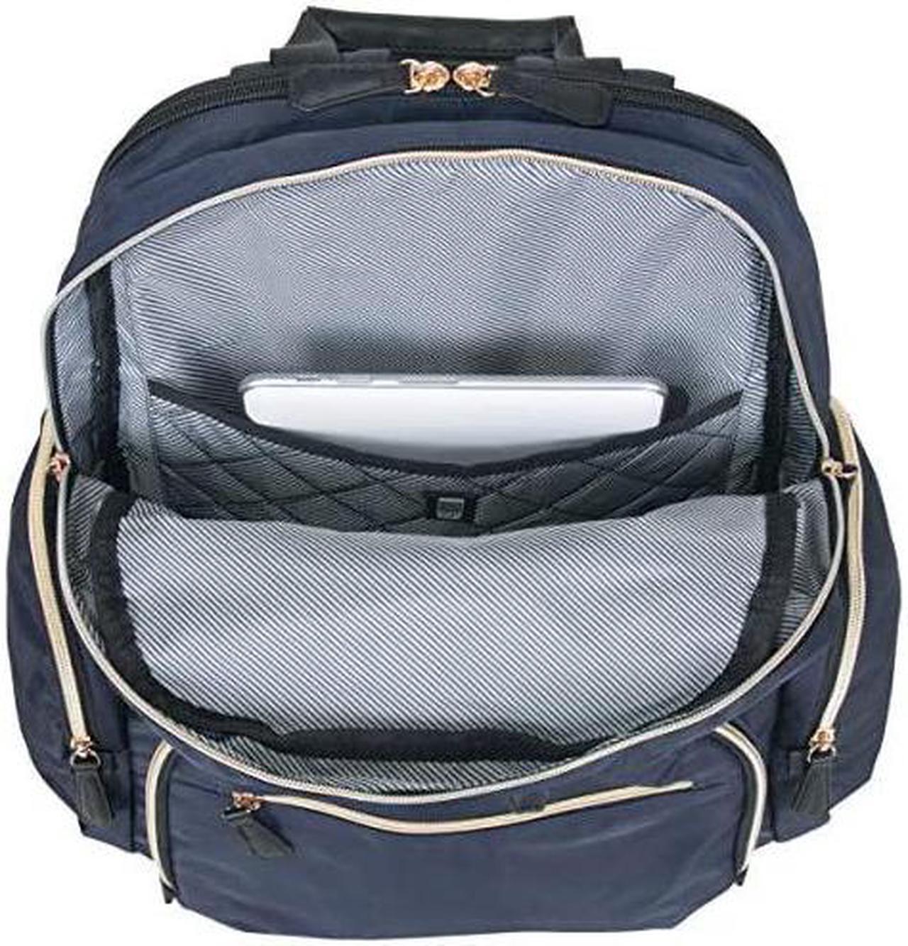 Alt view image 2 of 6 - Womens Sophie Backpack Silky Nylon 15 Laptop Tablet RFID Bookbag for School Work Travel Navy One Size