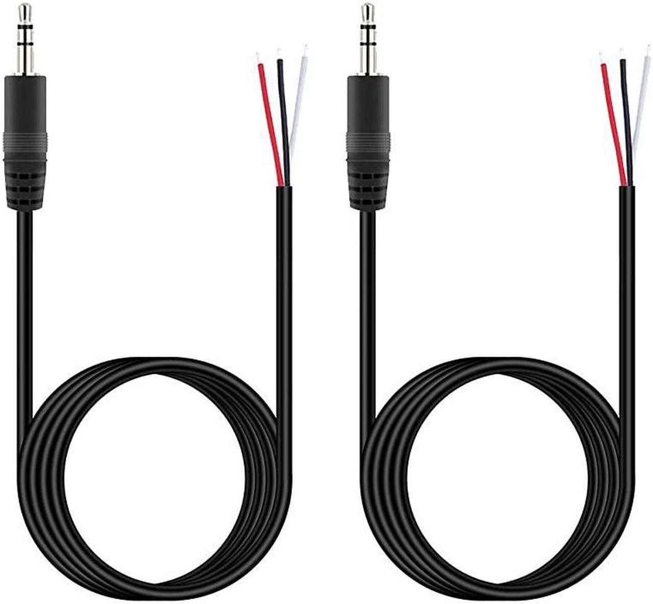 Main image of 2 Pack 6 ft Replacement 35mm Male Plug to Bare Wire Open End TRS 3 Pole Stereo 18quot 35mm Plug Jack Connector Audio Cable for Headphone Headset Earphone Cable Repair
