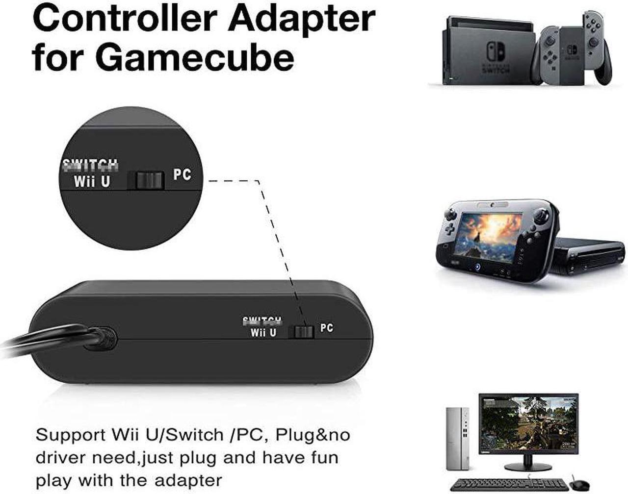 Alt view image 2 of 7 - Controller Adapter for Gamecube Compatible with Nintendo Switch Super Smash Bros Switch Gamecube Adapter for WII U PC 4 Port Black W046