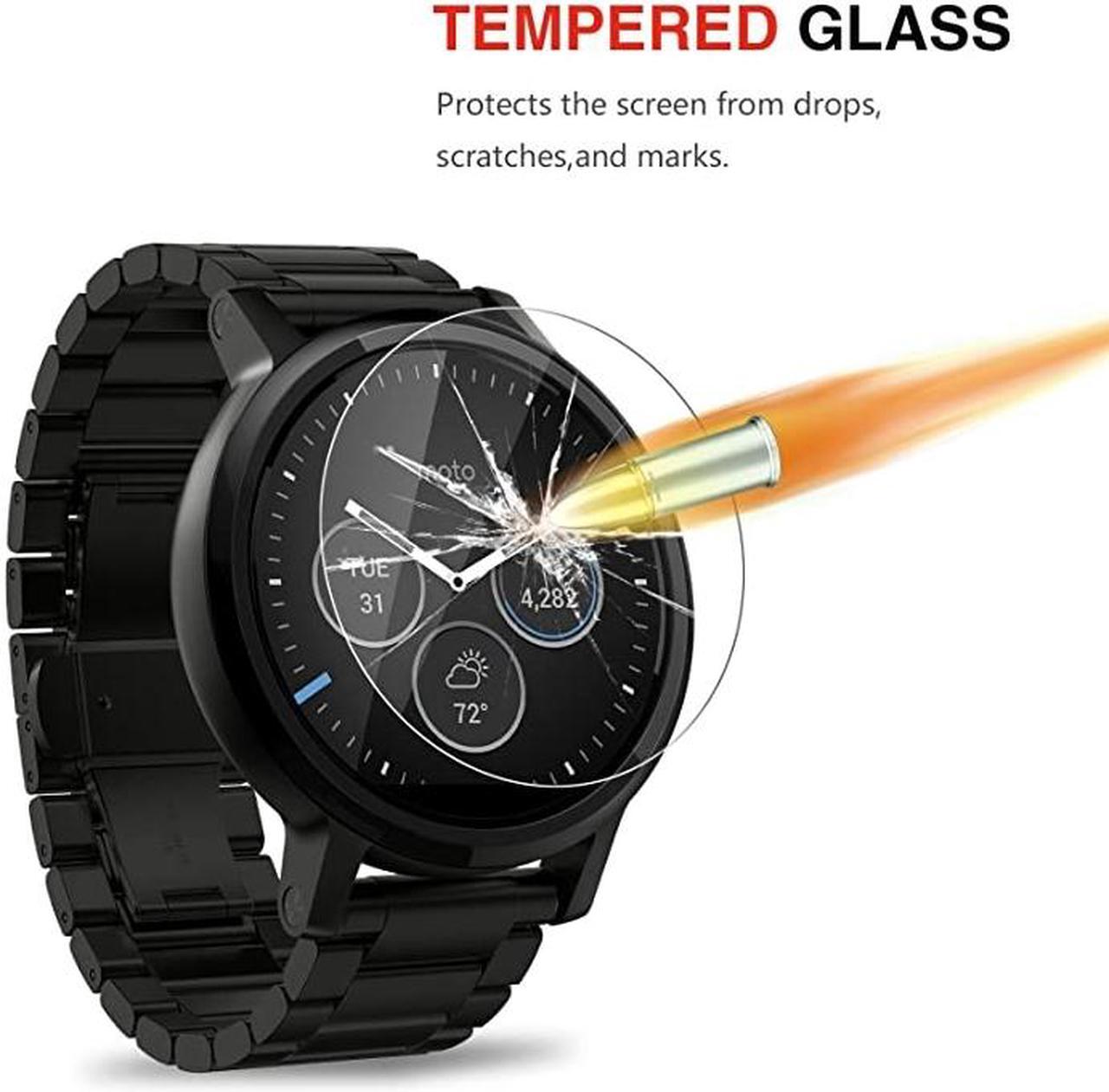 Alt view image 3 of 6 - Pack of 4 Tempered Glass Screen Protector for Moto 360 1st and 2nd Gen 46mm Smart Watch 03mm 25D 9H Premium Clear Screen Protective Film for Motorola Moto 360 46mm