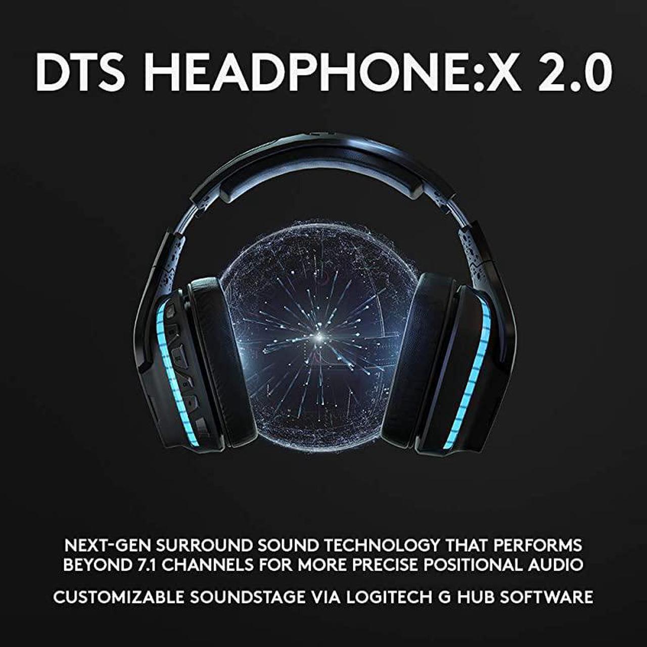 Alt view image 4 of 7 - 935 Wireless DTSX 71 Surround Sound LIGHTSYNC RGB PC Gaming Headset Black blue