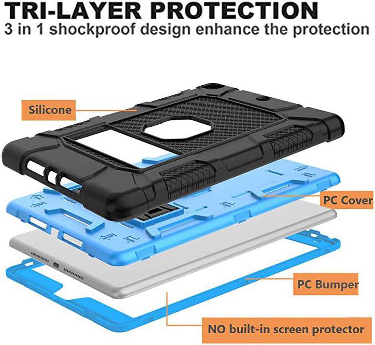 Alt view image 4 of 7 - Case for iPad 7th8th Generation iPad 102 Case Hybrid Shockproof Rugged Drop Protection Cover Built with Kickstand for iPad 102 Inch 7th8th Generation 20192020 Release Black+Blue