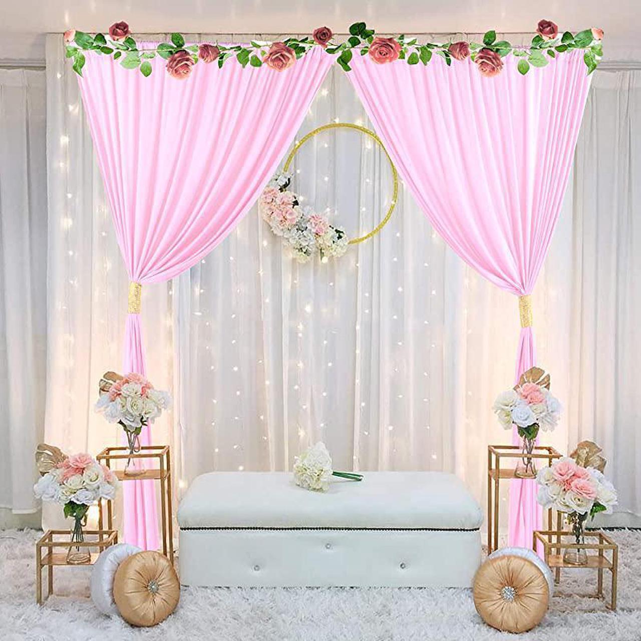 Alt view image 3 of 7 - Backdrop Curtain for Parties Baby Shower Birthday Weddings Photography Bridal Shower Drape Photoshoot Backdrop Curtains with Tiebacks 5ft x 7ft,2 Panels