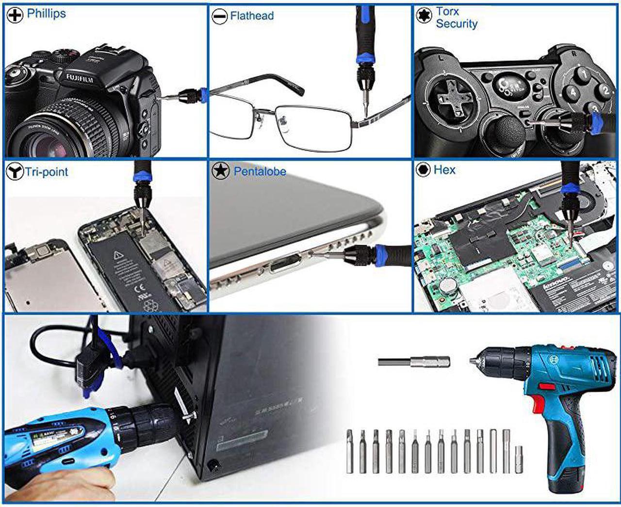 Alt view image 4 of 7 - 136 in 1 Electronics Repair Tool Kit Professional Precision Screwdriver Set Magnetic Drive Kit with Portable Bag