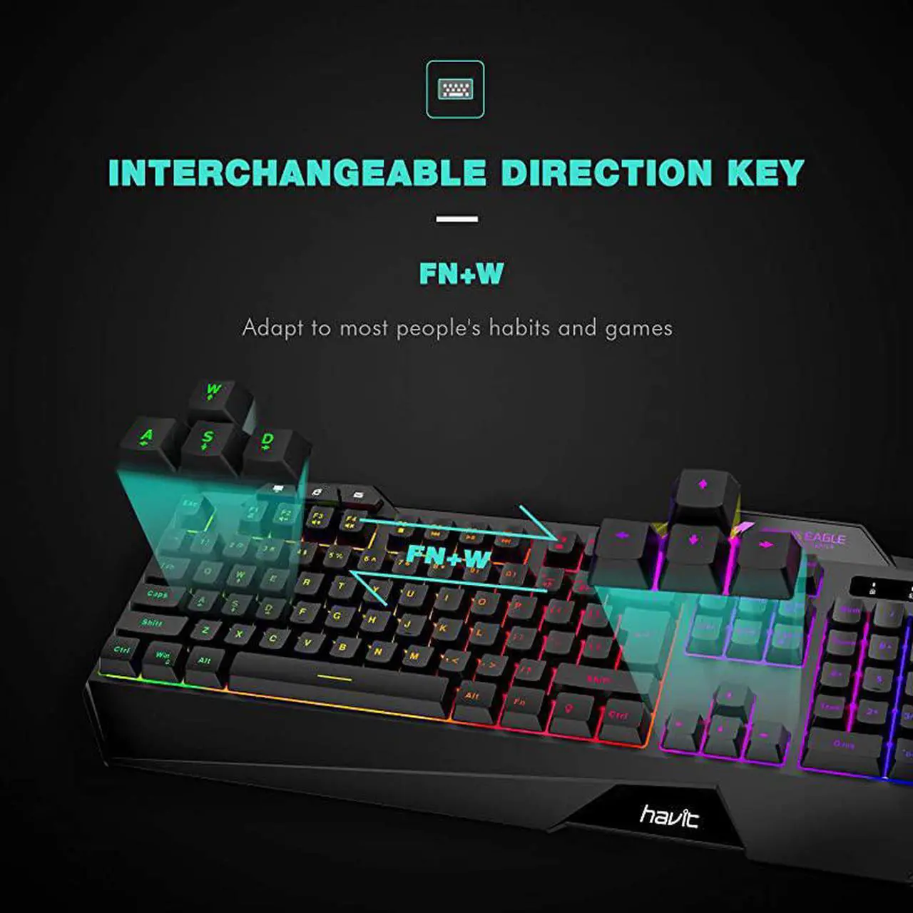 Alt view image 6 of 7 - Wired Gaming Keyboard Mouse Combo LED Rainbow Backlit Gaming Keyboard RGB Gaming Mouse Ergonomic Wrist Rest 104 Keys Keyboard Mouse 4800 DPI for Windows & Mac PC Gamers (Black)