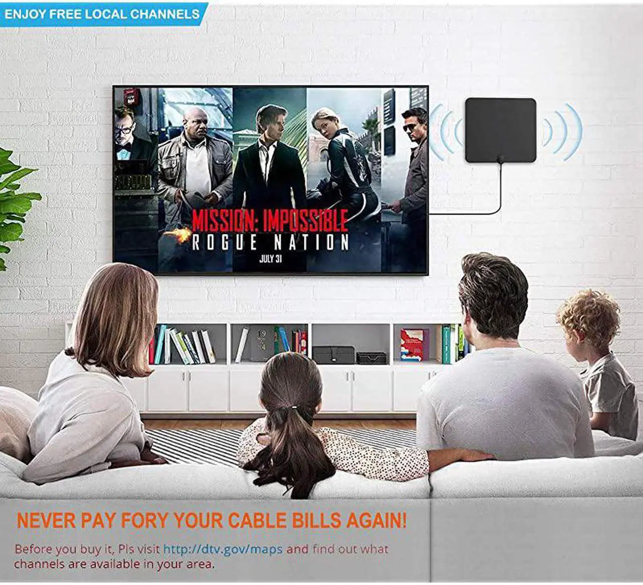 Alt view image 2 of 7 - 2020 Amplified HD Digital TV Antenna Long 200 Miles Range Powerful HDTV Amplifier Signal Booster165ft Coax Cable AC Adapter