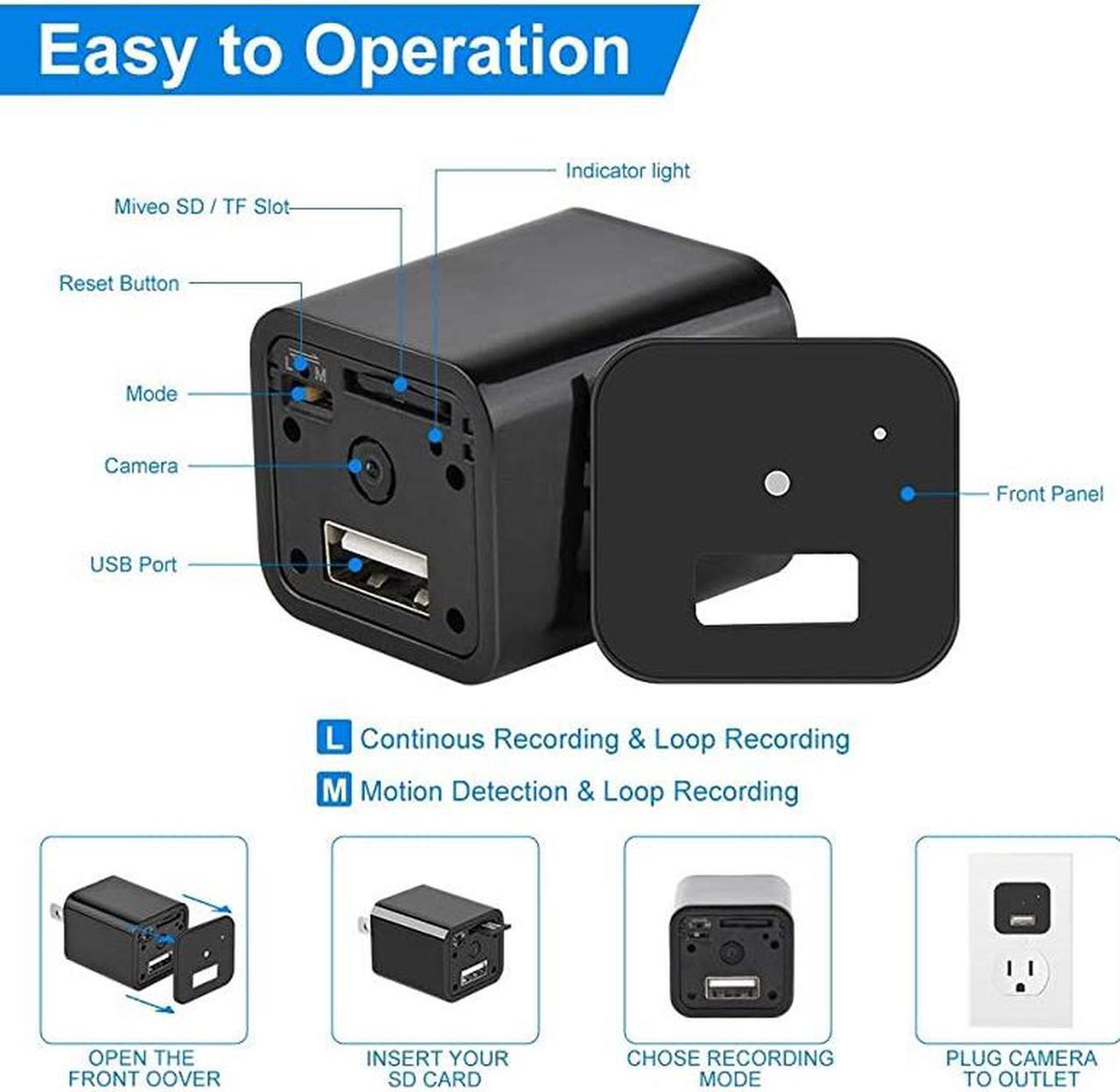 Alt view image 2 of 3 - HD USB Hidden Camera Motion Detection Mini Charger Camera Surveillance Camera Mini Spy Camera Nanny Camera Spy Camera Charger Hidden Camera Charger No WiFi Needed Video Only