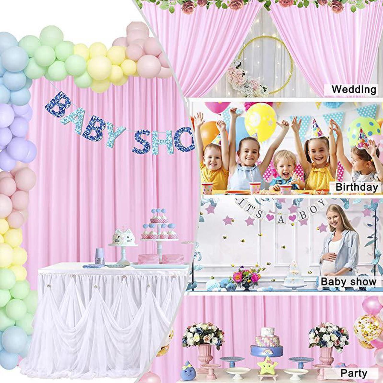 Alt view image 7 of 7 - Backdrop Curtain for Parties Baby Shower Birthday Weddings Photography Bridal Shower Drape Photoshoot Backdrop Curtains with Tiebacks 5ft x 7ft,2 Panels