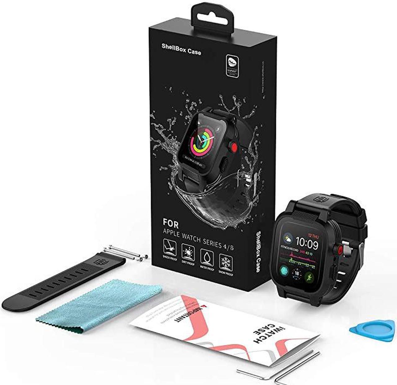 Alt view image 7 of 7 - Waterproof Apple Watch Case Series 6 / Series 5/4/SE 40mm, IP68 Certified Shockproof Impact Resistant Apple iWatch Full Body Protective Case with Built-in Screen Protector(Black)