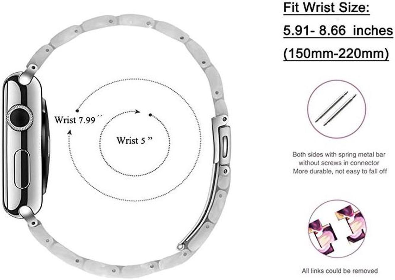 Alt view image 4 of 7 - Resin Strap Compatible with Apple Watch Band 38mm 40mm 42mm 44mm Series1 Series2 Series3 Series4 Series5,Ladies and Men Fashion Resin Watch Strap,iWatch Replacement Wristband