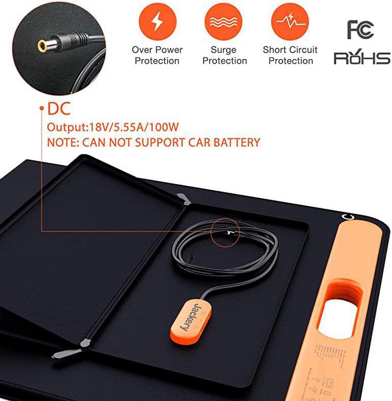 Alt view image 6 of 7 - SolarSaga 100W Portable Solar Panel for Explorer 1602405001000 Power Station Foldable US Solar Cell Solar Charger with USB Outputs for Phones Cant Charge Explorer 440 PowerPro