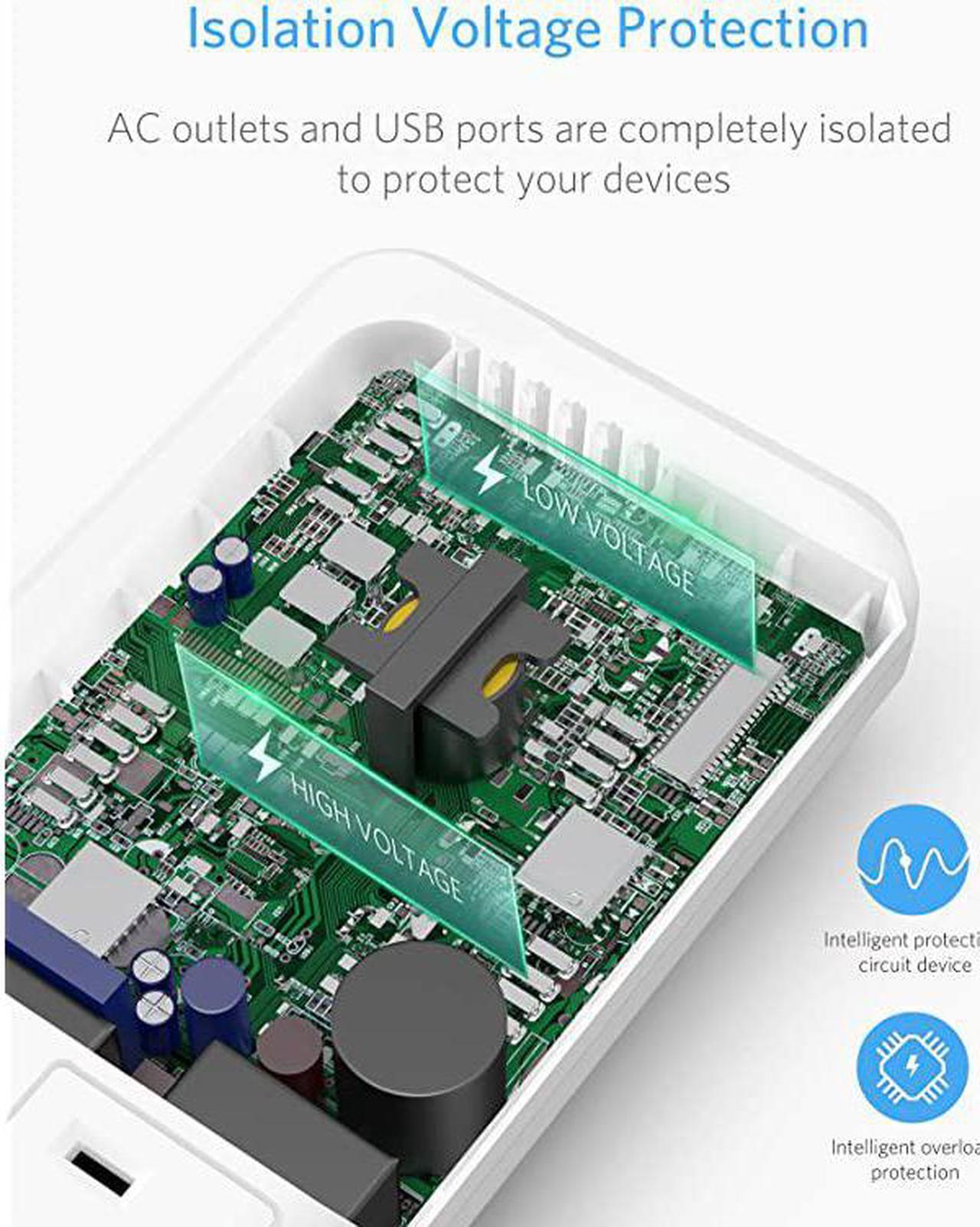 Alt view image 4 of 7 - 200W Power Inverter DC 12V to 110V AC Inverter with 42A 4Port USB Car Adapter Black