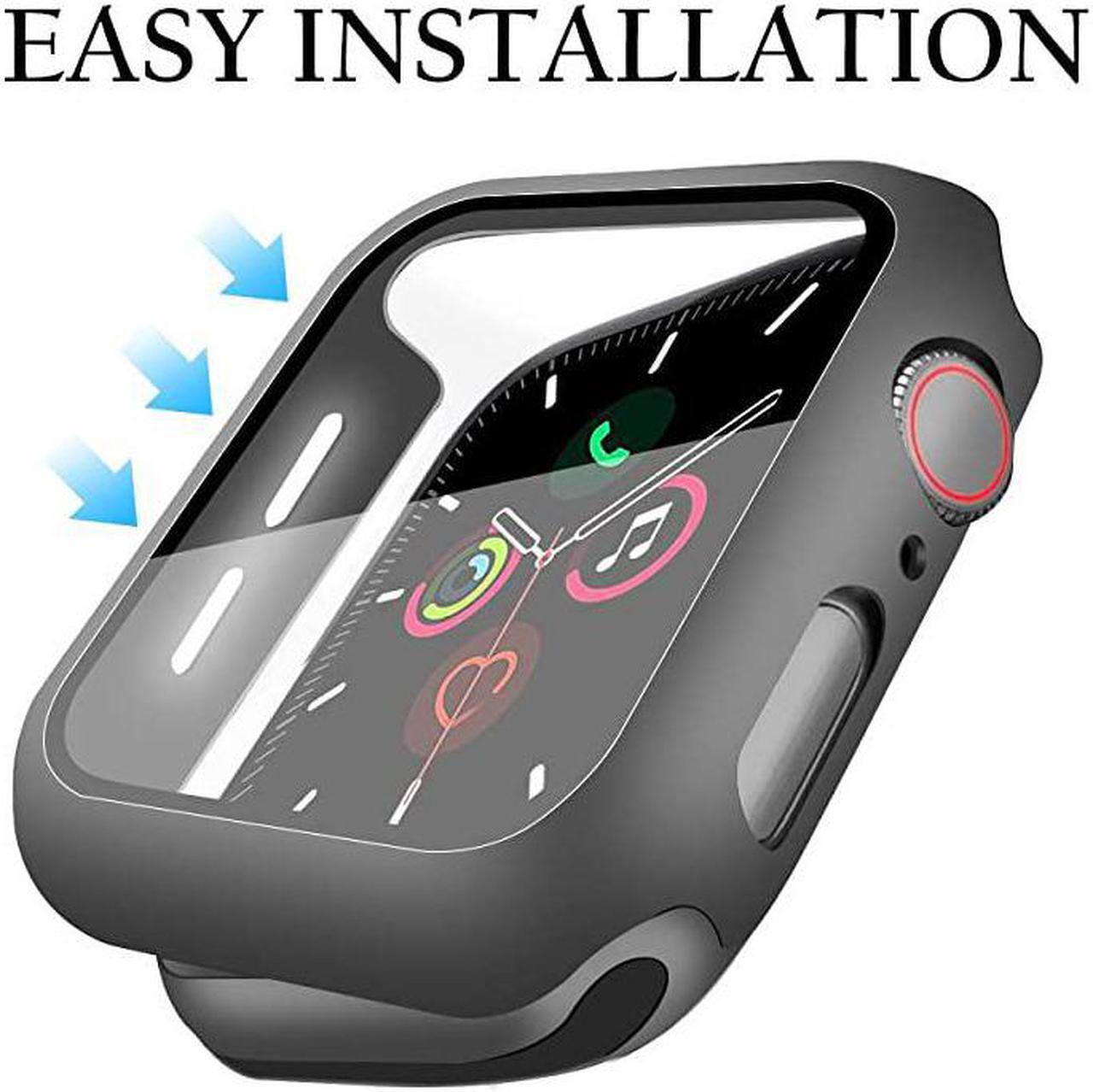 Alt view image 4 of 5 - Compatible with Apple Watch 42mm Series 321 Case with Builtin Tempered Glass Screen Protector Thin Guard Bumper Full Coverage Matte Hard Cover for iWatch Accessories