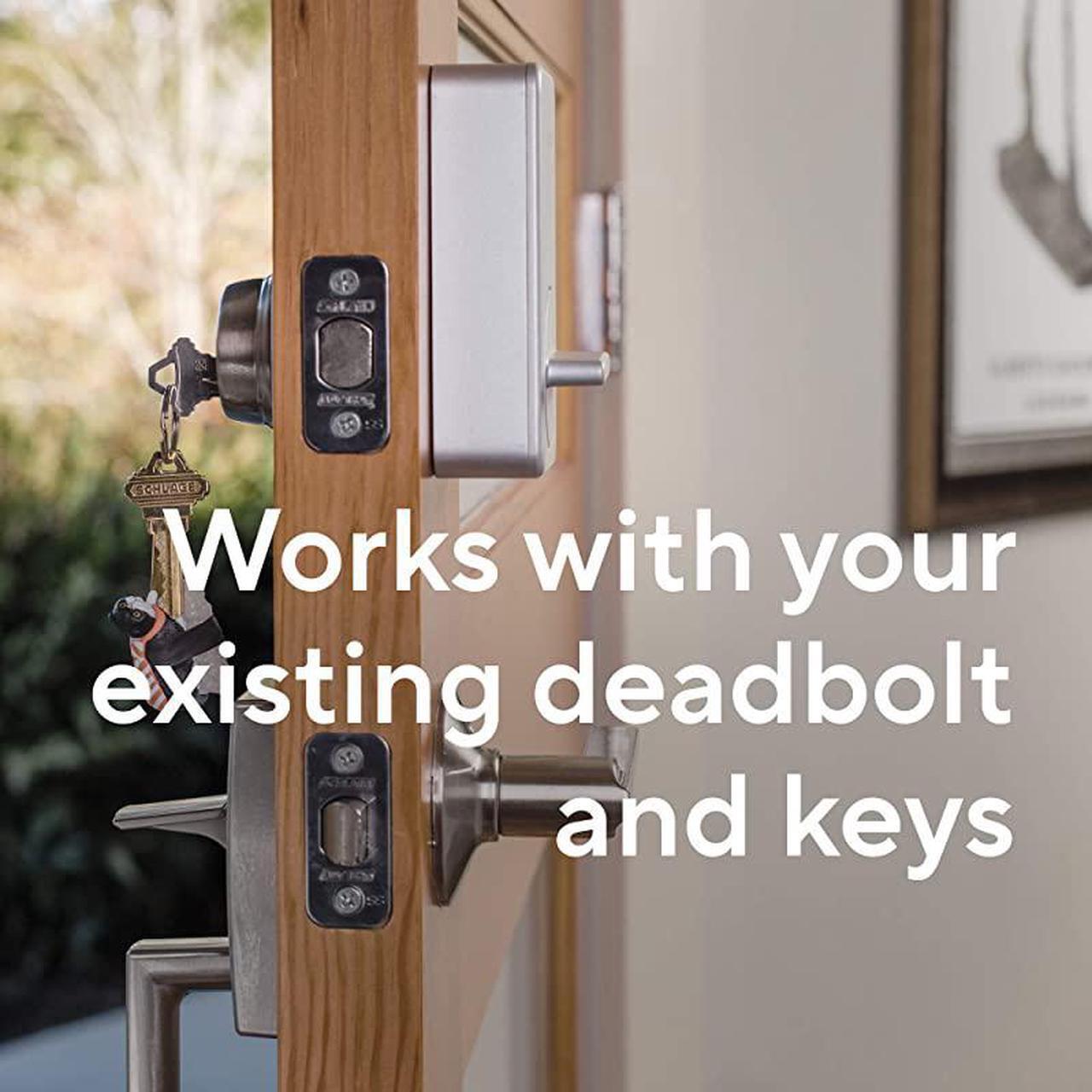 Alt view image 4 of 7 - Lock WiFi Bluetooth Enabled Smart Door Lock Wireless Keyless Door Entry HandsFree Voice Control Home Security Compatible with  Alexa Fits on Most Deadbolts Includes  Gateway