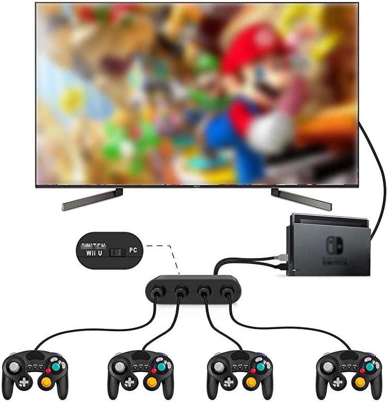 Alt view image 3 of 7 - Controller Adapter for Gamecube Compatible with Nintendo Switch Super Smash Bros Switch Gamecube Adapter for WII U PC 4 Port Black W046