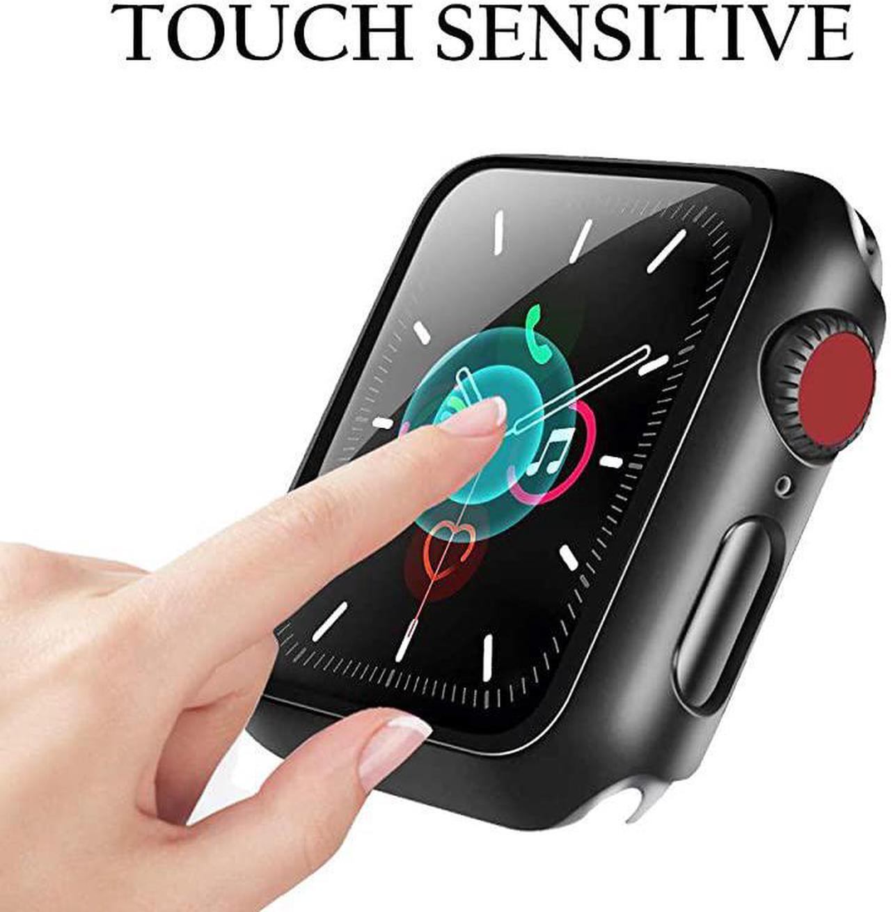 Alt view image 3 of 5 - Compatible with Apple Watch 42mm Series 321 Case with Builtin Tempered Glass Screen Protector Thin Guard Bumper Full Coverage Matte Hard Cover for iWatch Accessories