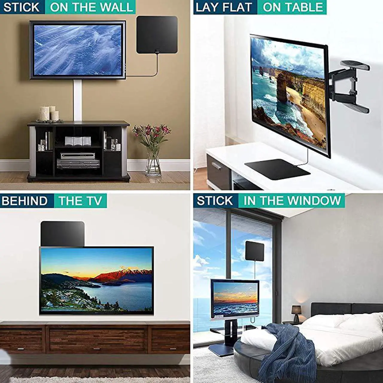 Alt view image 7 of 7 - 2020 Amplified HD Digital TV Antenna Long 200 Miles Range Powerful HDTV Amplifier Signal Booster165ft Coax Cable AC Adapter