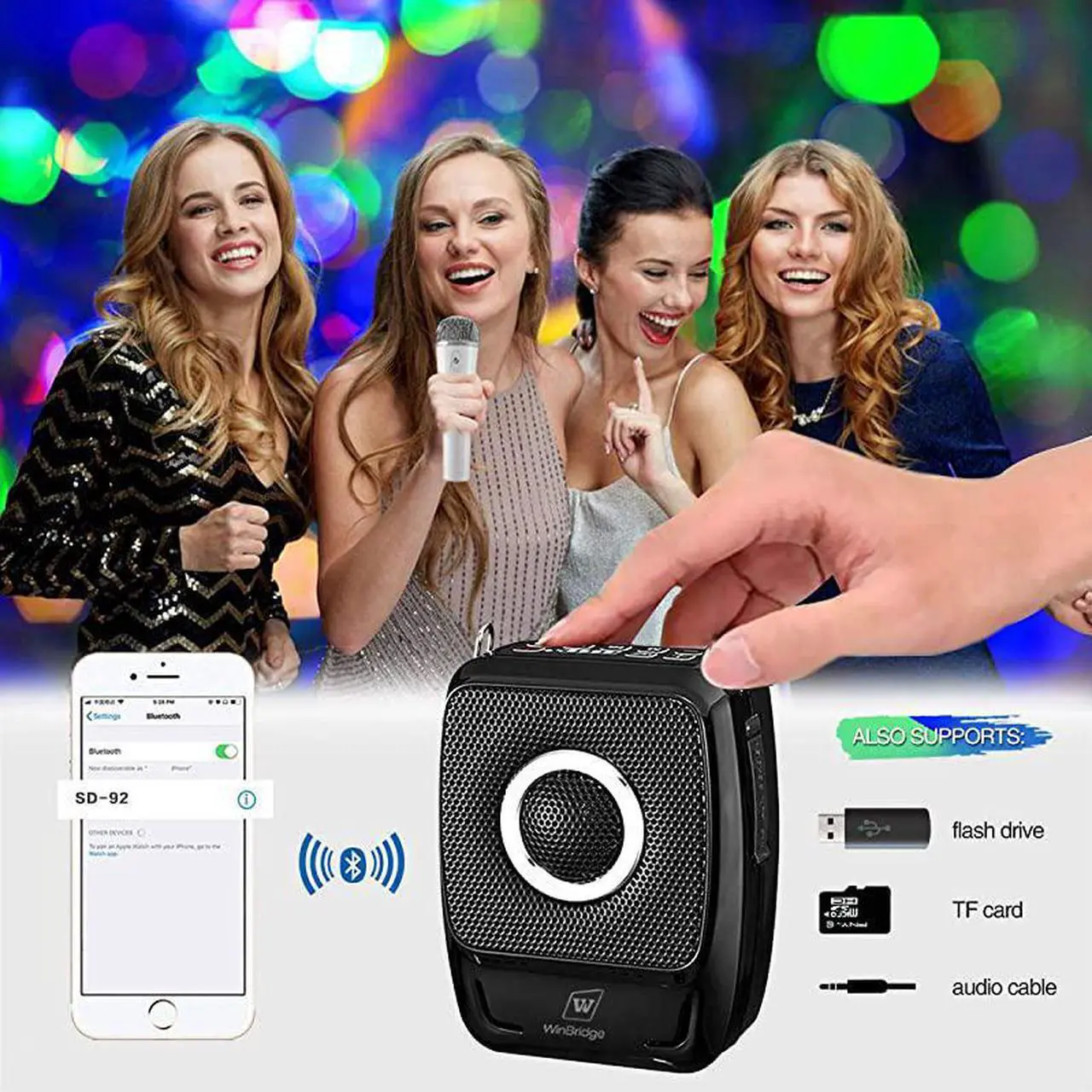 Alt view image 2 of 7 - Portable PA System, Bluetooth Speaker with Microphone, 2 Mic and Speaker Small, Wireless Voice Amplifier 25 Watts for Presentation,Teaching, Karaoke etc S92 Pro