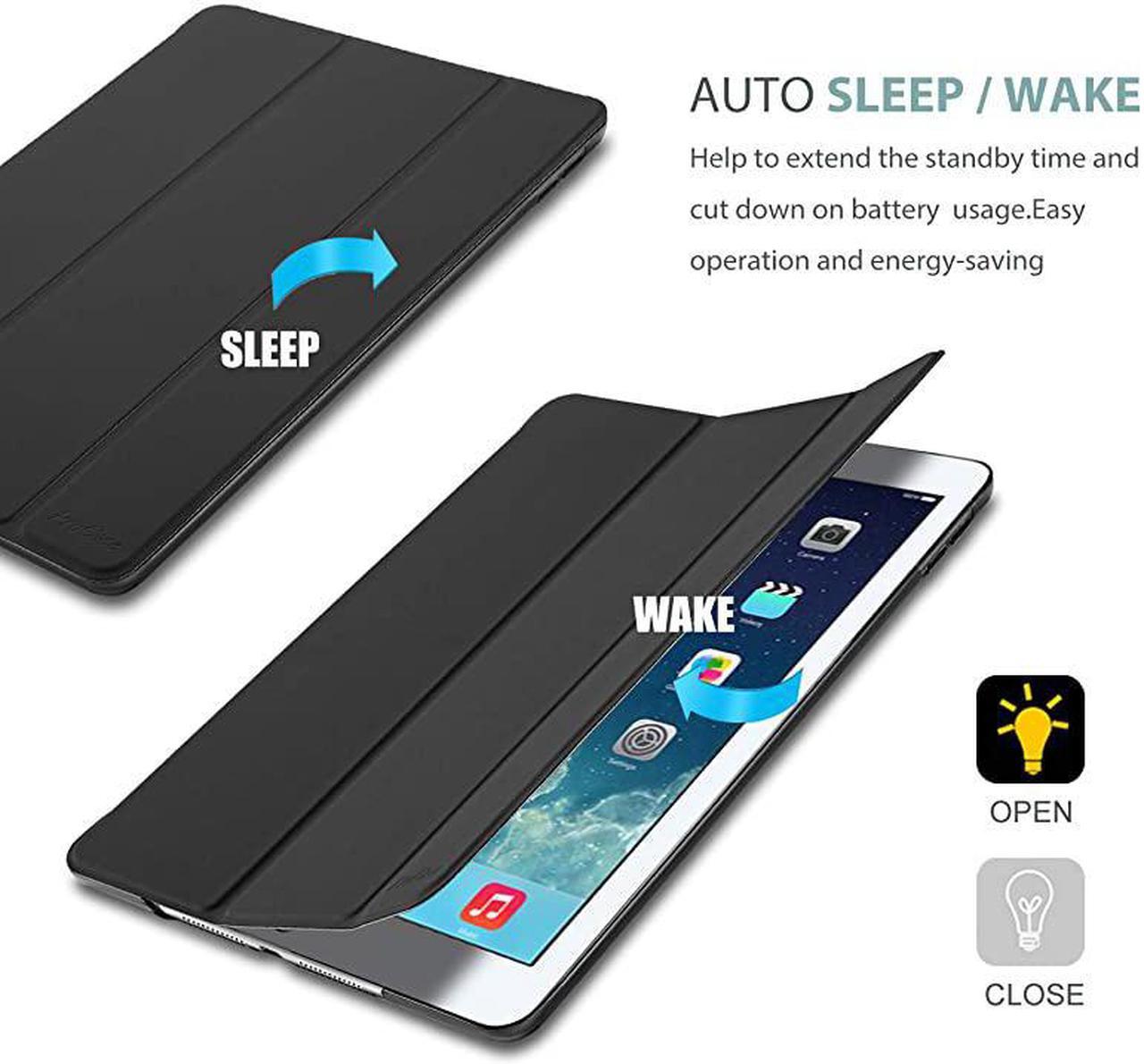 Alt view image 6 of 7 - Smart Case for iPad Air 1st Edition Ultra Slim Lightweight Stand Protective Case Shell with Translucent Frosted Back Cover for Apple iPad Air 2013 Model A1474 A1475 A1476 Black
