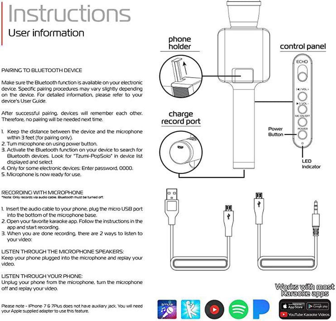 Alt view image 6 of 6 - PopSolo by  Professional Bluetooth Karaoke Microphone and Voice Mixer with Smartphone Holder Great for Kids and Parties Rose Gold