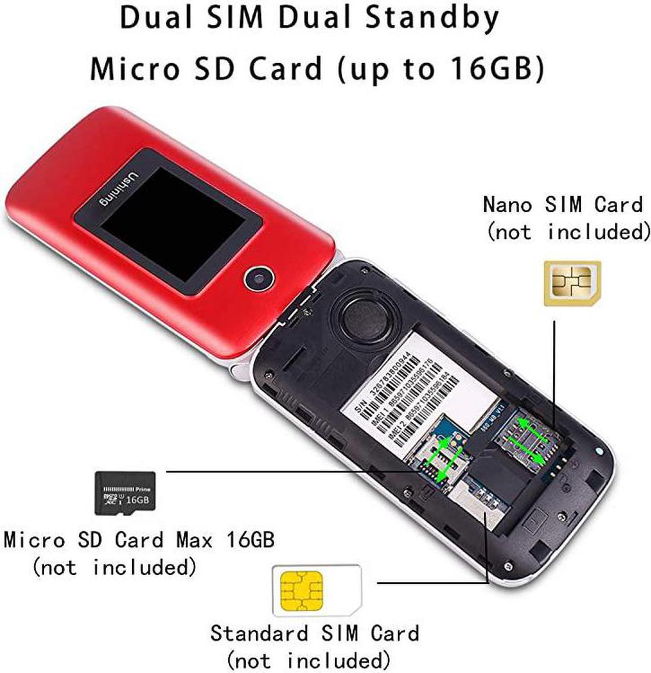 Alt view image 5 of 7 - 3G Unlocked Senior Flip Phone Dual SIM Card FM Radio GSM Unlocked Flip Phone 28quot LCD and Large Keypad with Charging Cradle Red