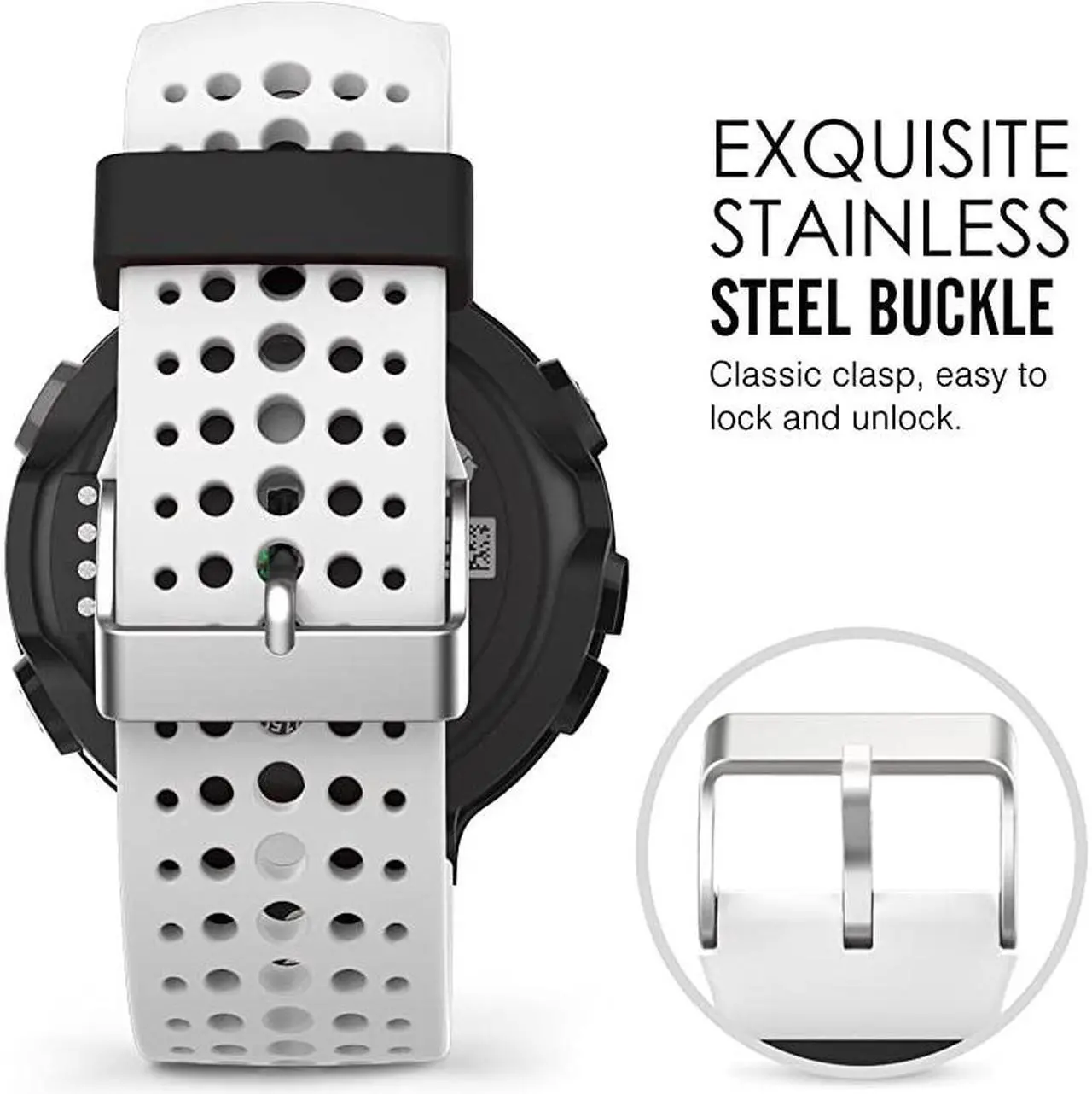 Alt view image 4 of 7 - Watch Band Compatible with Garmin Forerunner 235 Soft Silicone Replacement Watch Band for Garmin Forerunner 235235 Lite220230620630735XT White Black
