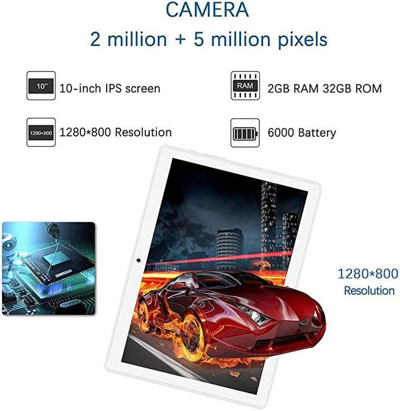 Alt view image 2 of 7 - 101 inch Android with 2GB+32GB 3G Phone s Dual Sim Card 2MP+ 5MP Dual Camera Quad Core Processor 1280x800 IPS HD DisplayGPS FM Silver