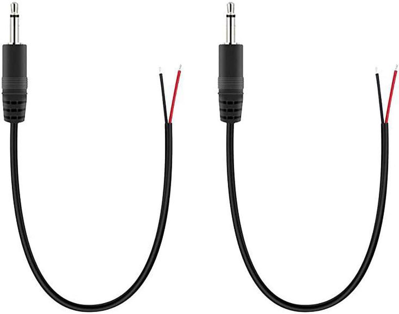 Main image of 2 Pack) Replacement 2.5mm Male Plug to Bare Wire Open End TS 2 Pole Mono 2.5mm Plug Jack Connector Audio Cable Repair